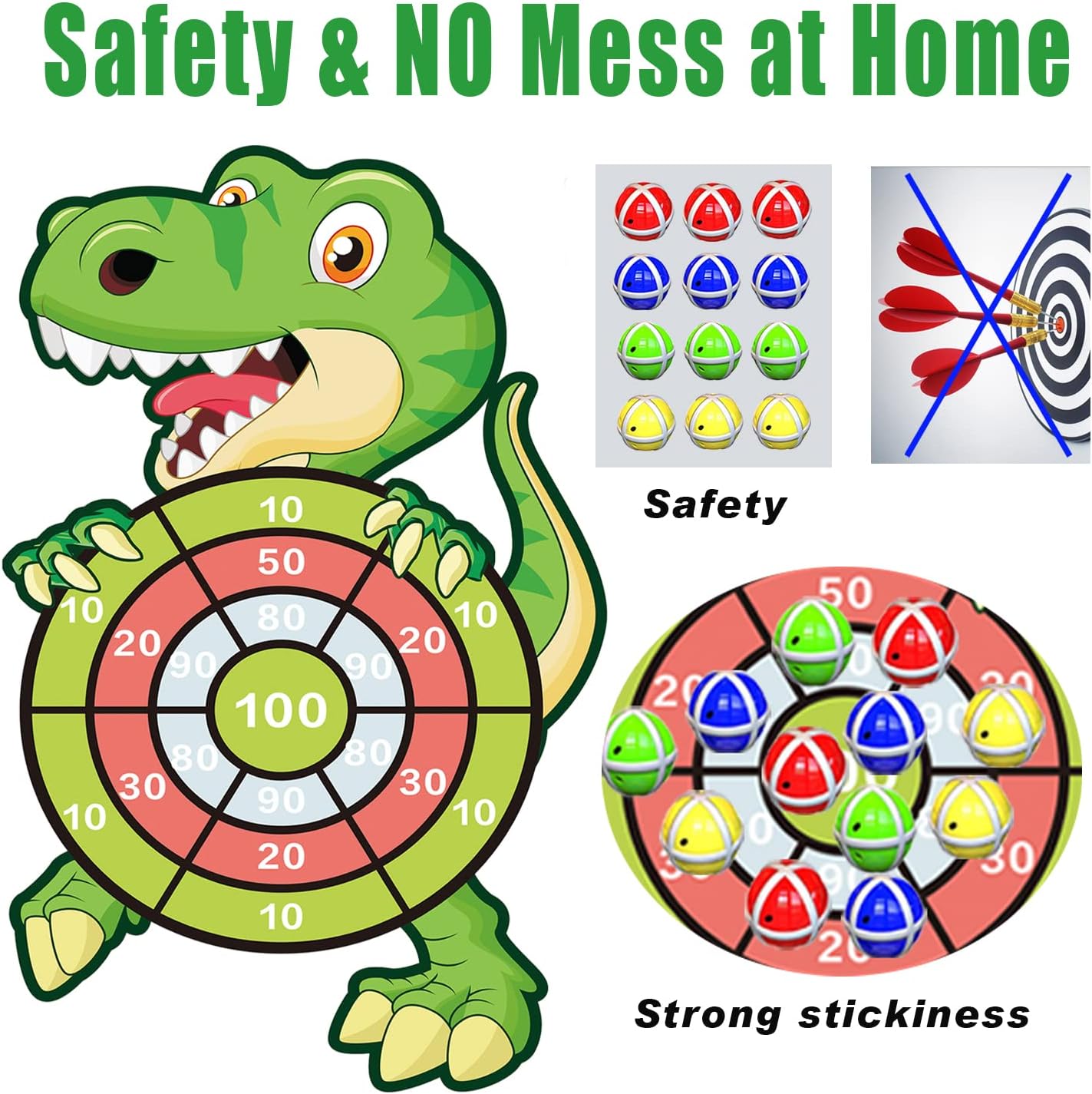 30" Large Kids Dinosaur Dart Board Set