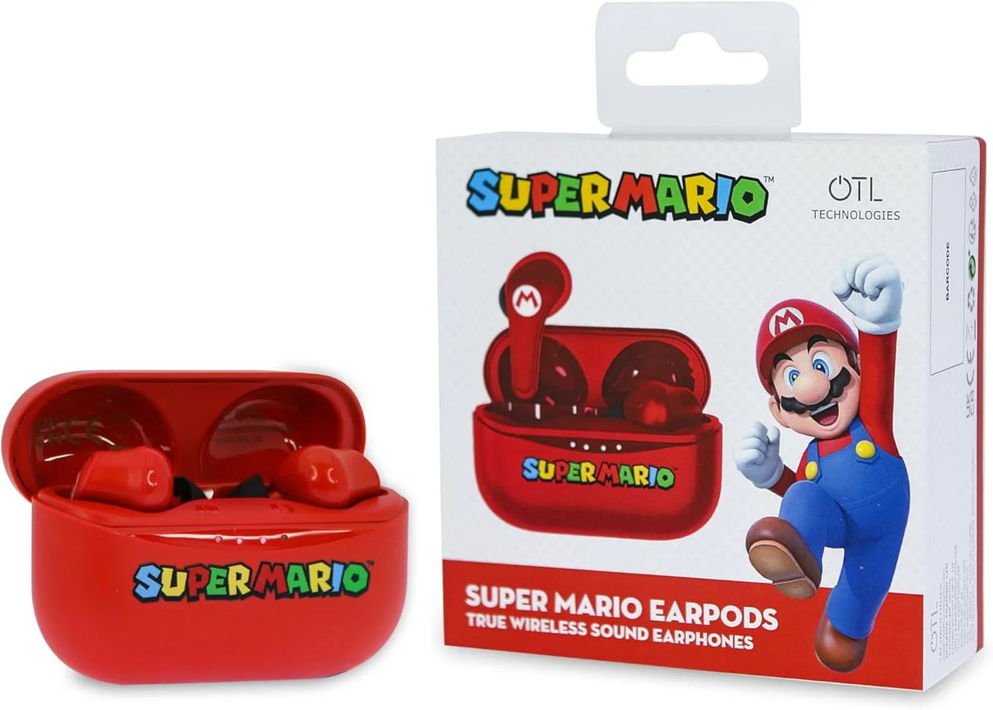 Super Mario  Wireless Earphones with Charging Case Red