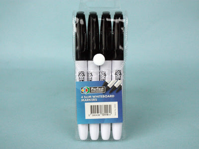 Whiteboard Markers Slim Black 4 Pieces