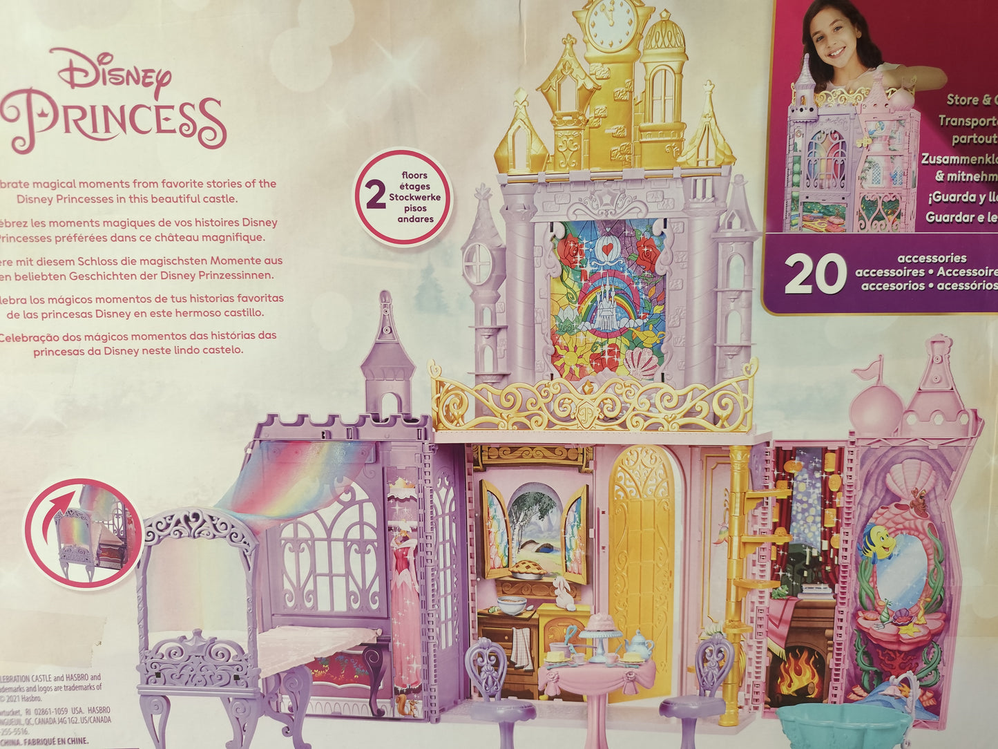 Disney Princess Fold ‘n Go Celebration Castle Playset with 20 Accessories