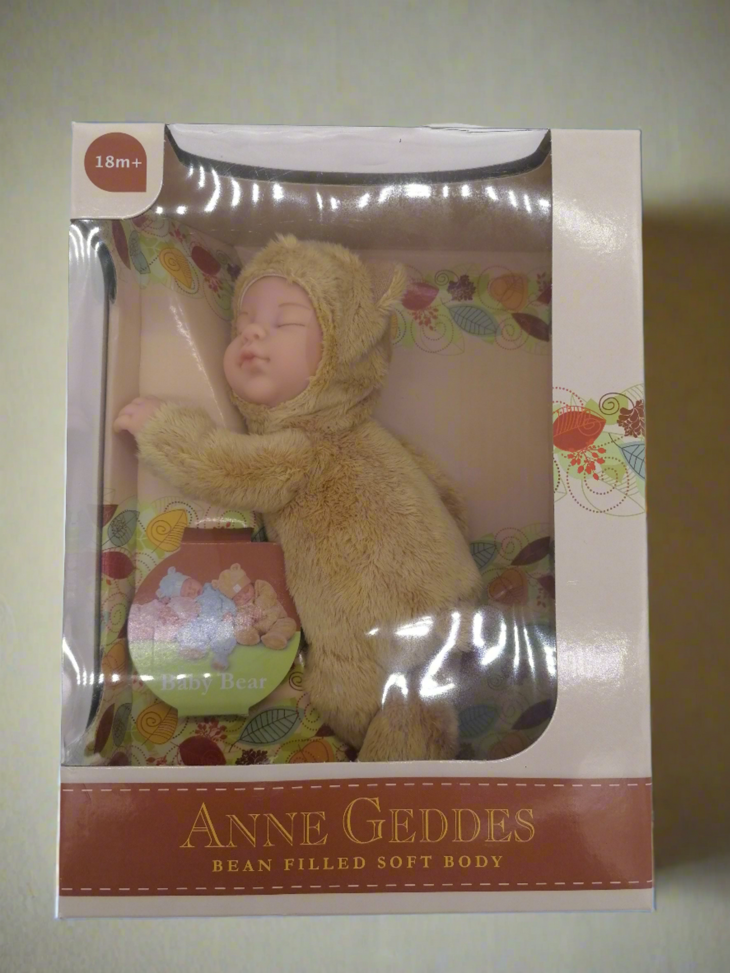 Anne Geddes 9 inch Baby Light Brown Bear Doll - Bean Filled Soft Body Collection