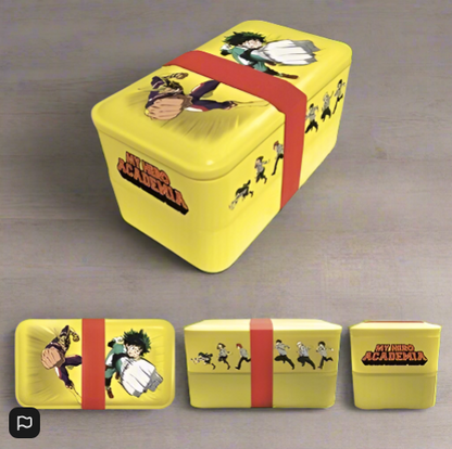 My Hero Academia Bento Lunch Box Containing  Reusable Spoon Chopsticks Upper and Lower Dividers