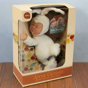 Anne Geddes 9 inch Baby White Bunny Doll - Bean Filled Soft Body Collection