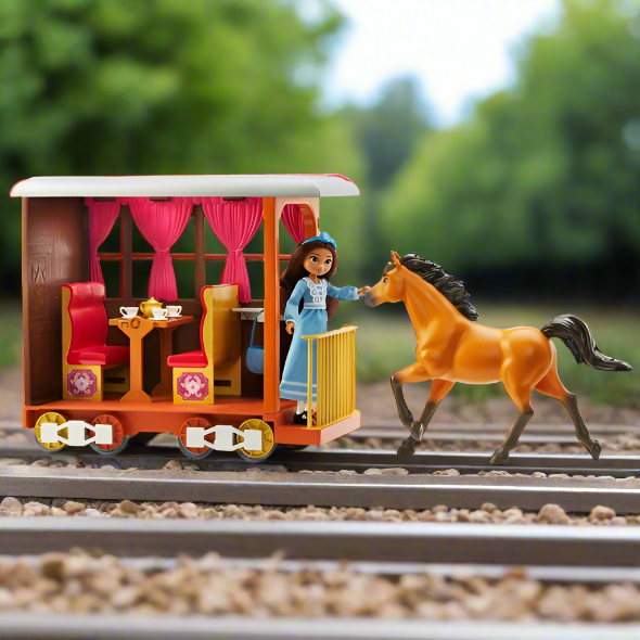 DreamWorks Spirit Untamed Lucky's Train Home Playset with Doll and Horse