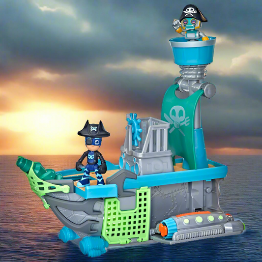 PJ Masks Sky Pirate Battleship Vehicle Playset with 2 Action Figures