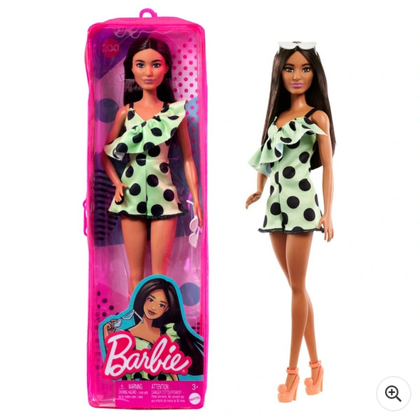 Barbie Fashionistas Doll 200 Green And Black Spotted Dress