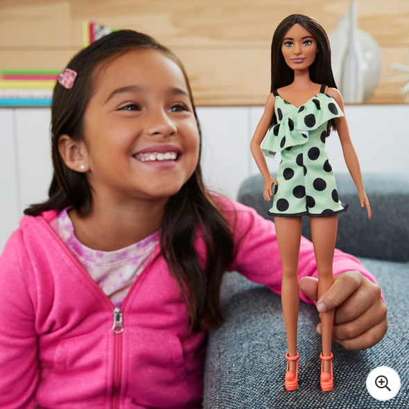 Barbie Fashionistas Doll 200 Green And Black Spotted Dress