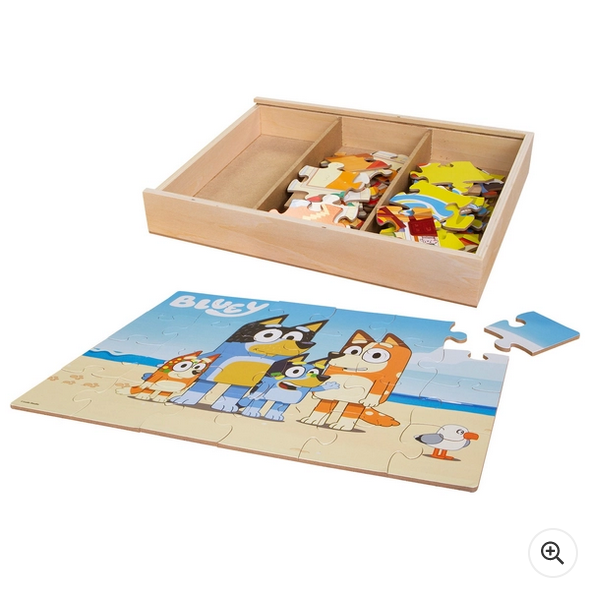 Bluey Wooden Puzzle 3 Pack and Storage Tray