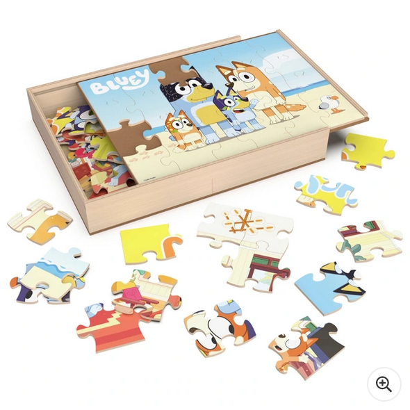 Bluey Wooden Puzzle 3 Pack and Storage Tray