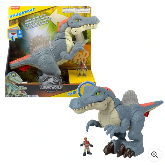 Fisher Price Imaginext Jurassic World Ultra Snap Spinosaurus Dinosaur with Lights & Sounds