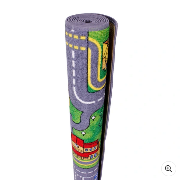 Children's Kids Rugs Town Road Map Dimensions: 95L x 200W x 1H cm