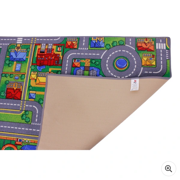 Children's Kids Rugs Town Road Map Dimensions: 95L x 200W x 1H cm