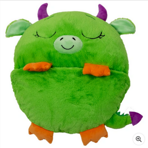 Green Dragon 2-in-1 Large Plush Sleeping Bag