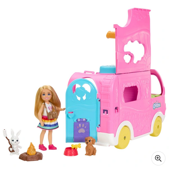 Barbie Club Chelsea 2-in-1 Camper Playset with 2 Pets & Accessories