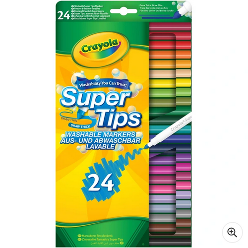 CRAYOLA SuperTips Washable Markers - Assorted Colours (Pack of 24)