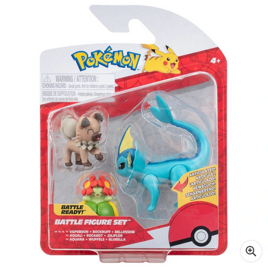 Pokémon Battle Figure 3-Pack (Vaporeon, Rockruff, Bellossom)