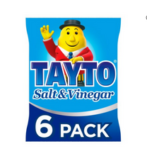 Načíst obrázek do prohlížeče Galerie, Tayto Salt &amp; Vinegar Flavour Potato Crisps 6 x 25g Multipack