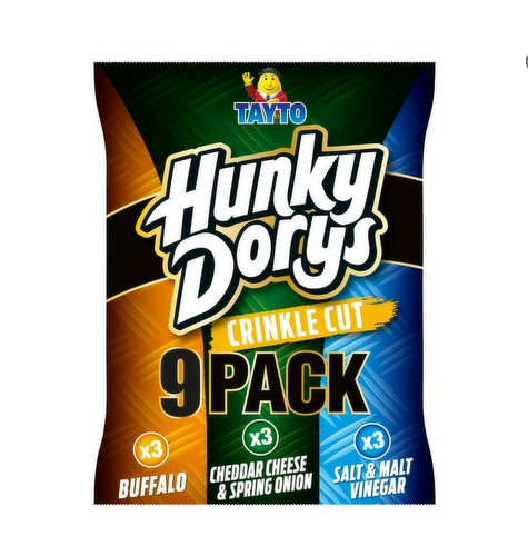 Tayto Hunky Dorys Crinkle Cut Variety Pack 9 x 25g