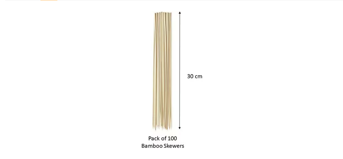 Bamboo Skewers Beige 30cm Ideal For BBQ by Chef Aid