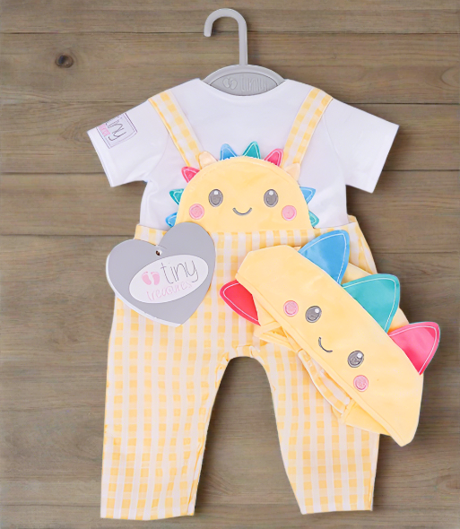 Tiny Treasures Sunshine Dungarees Outfit for baby doll