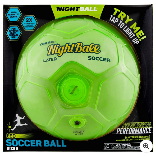 Tangle NightBall Light Up Football Green Size 5