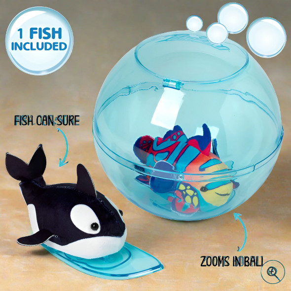 Zhu Zhu Aquarium Bubble Ball & Surfboard Starter Playset With Fish