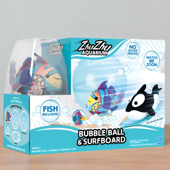 Zhu Zhu Aquarium Bubble Ball & Surfboard Starter Playset With Fish