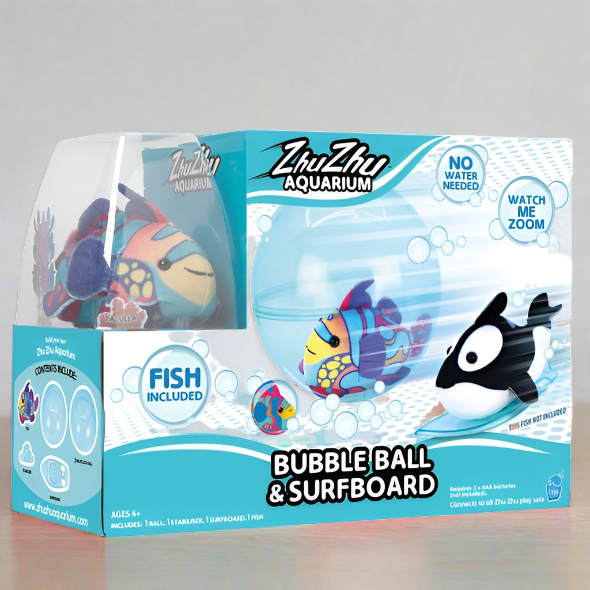 Zhu Zhu Aquarium Bubble Ball & Surfboard Starter Playset With Fish