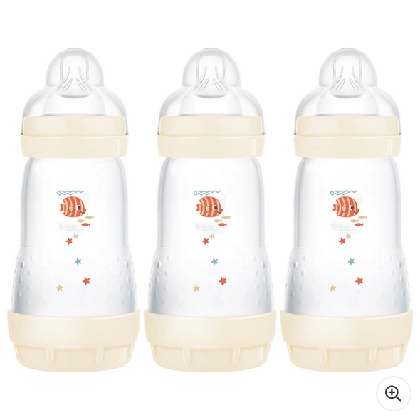 MAM Easy Start Self-Sterilising Anti-Colic Baby Bottle 260ml 3 Pack Assorted colours