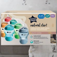 Load image into Gallery viewer, Tommee Tippee Natural Start Anti-Colic Baby Bottle 260ml 6 Pack Multicoloured