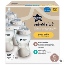 Load image into Gallery viewer, Tommee Tippee Natural Start Anti-Colic Baby Bottle 340ml 4 Pack