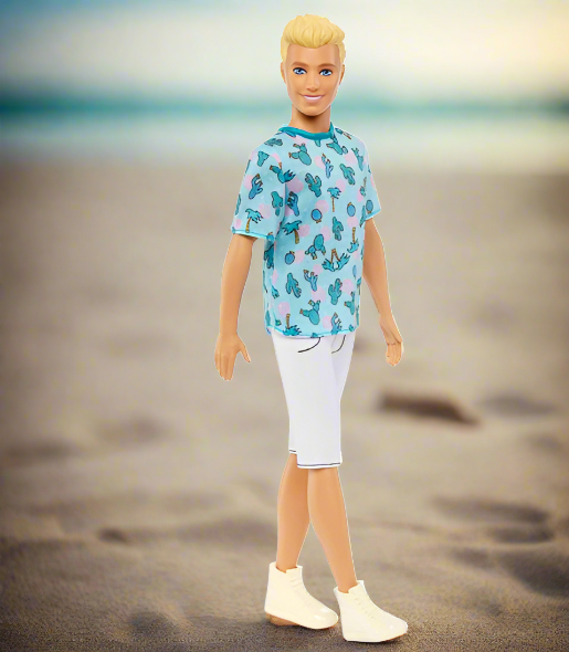 Ken Barbie Fashionista Doll 211 with Blonde Hair and Cactus Tee