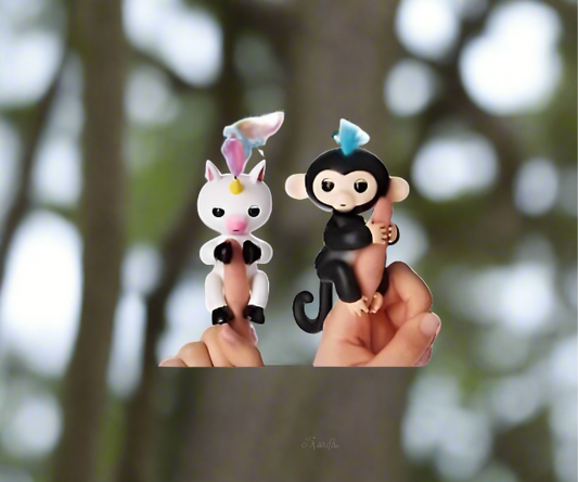 2 Packs - Premium Fingerfun  Interactive black Monkey And Interactive unicorn