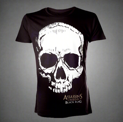 Assassin'S Creed Iv Black Flag Black Skull T-Shirt Small  Size S