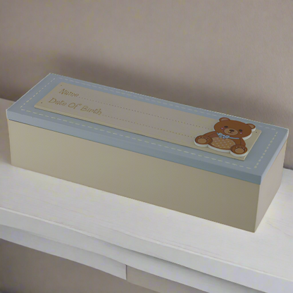 Baby Boy Keepsake Box With Teddy Motif - Date of Birth