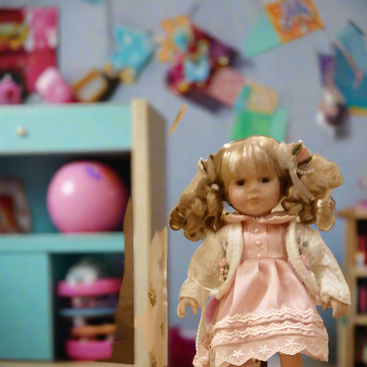 Beautiful 12  Inch Vintage Porcelain Doll  Boxed In Pink Dress