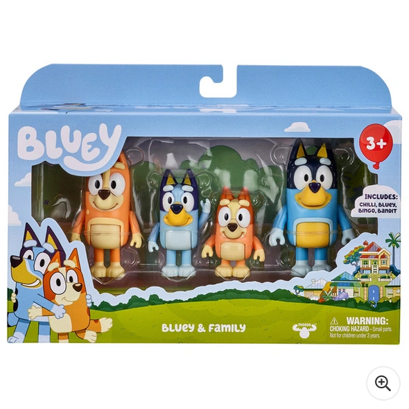 Bluey 4 Figure Pack - Bluey & Family