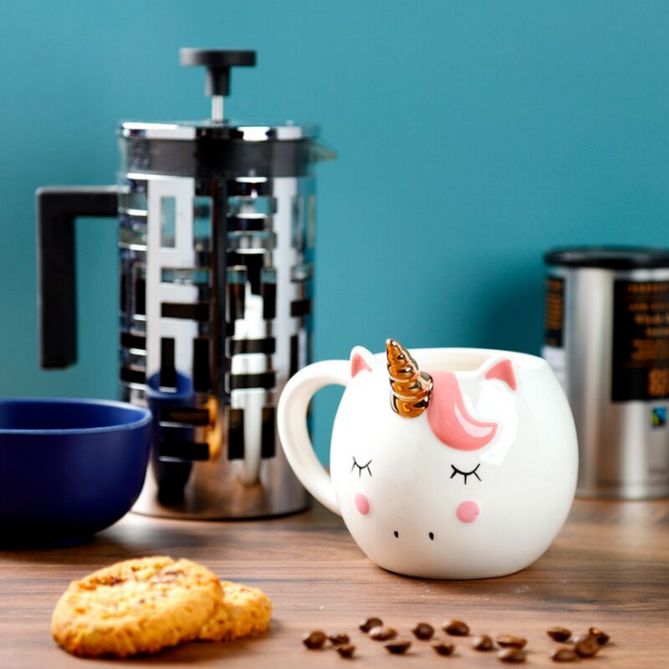 White Enchanted Rainbows Unicorn Ceramic Shaped Mug