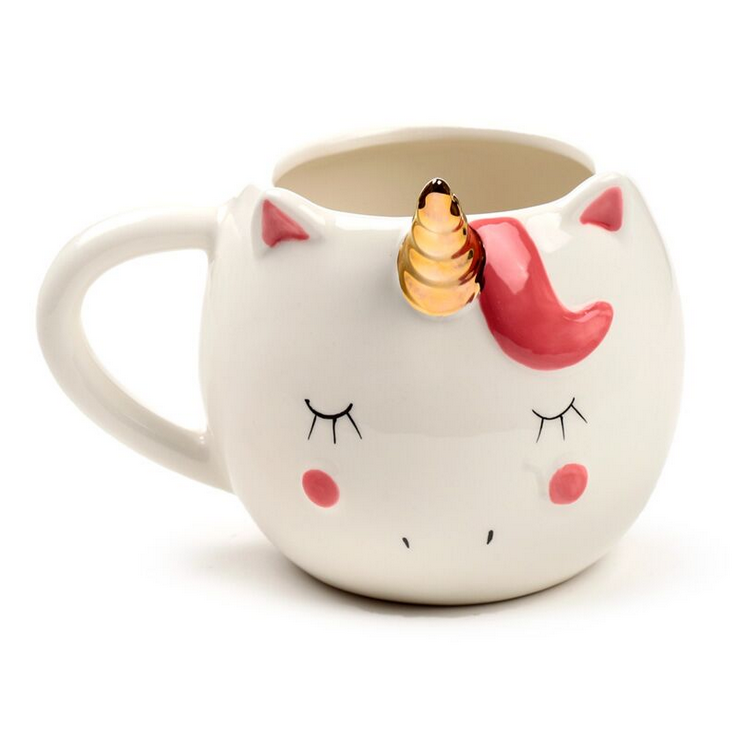White Enchanted Rainbows Unicorn Ceramic Shaped Mug