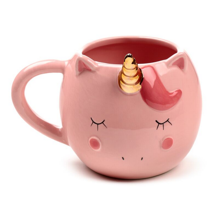 Pink Enchanted Rainbows Unicorn Ceramic Shaped Mug