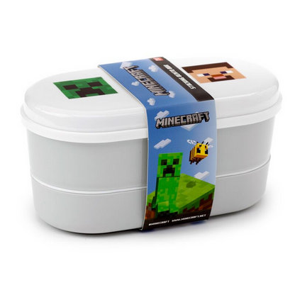 Minecraft Faces Stacked Bento Box Lunch Box with Cutlery