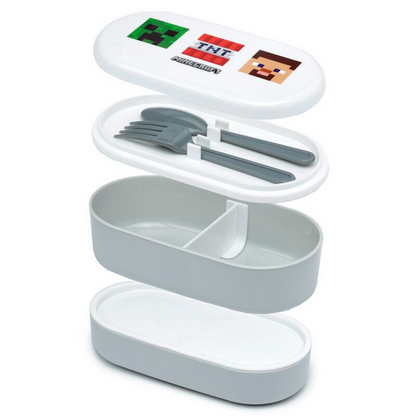 Minecraft Faces Stacked Bento Box Lunch Box with Cutlery
