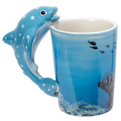 New Boxed 3D Whale Shark Handle Mug | Under the Sea Novelty Ceramic Coffee Cup