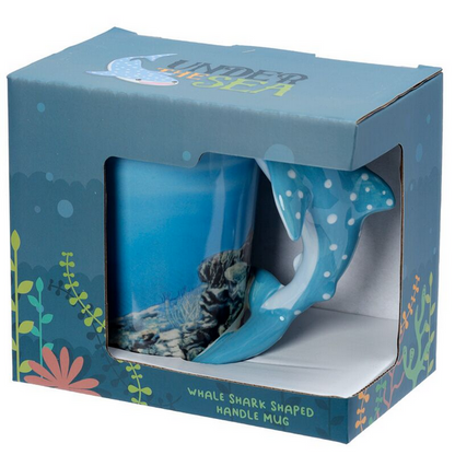 New Boxed 3D Whale Shark Handle Mug | Under the Sea Novelty Ceramic Coffee Cup