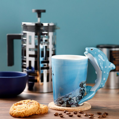 New Boxed 3D Whale Shark Handle Mug | Under the Sea Novelty Ceramic Coffee Cup