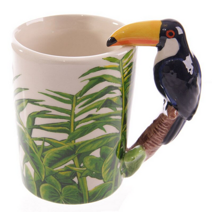 Toucan Party Toucan Ceramic Shaped Handle Mug with Jungle Decoration