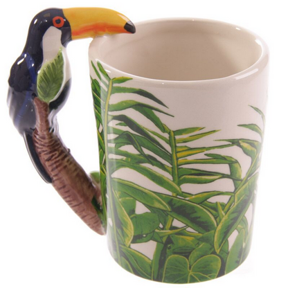 Toucan Party Toucan Ceramic Shaped Handle Mug with Jungle Decoration