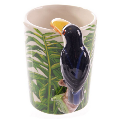 Toucan Party Toucan Ceramic Shaped Handle Mug with Jungle Decoration