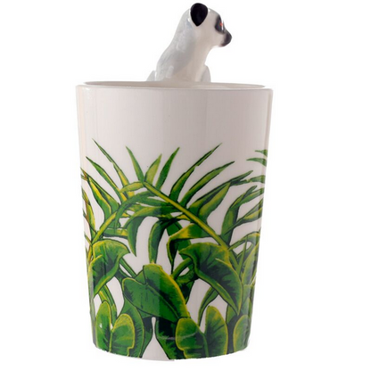 Lemur with Jungle Decal Ceramic Shaped Handle Mug