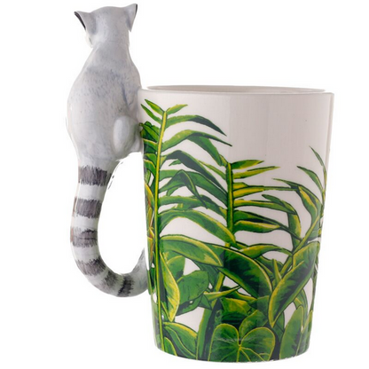 Lemur with Jungle Decal Ceramic Shaped Handle Mug